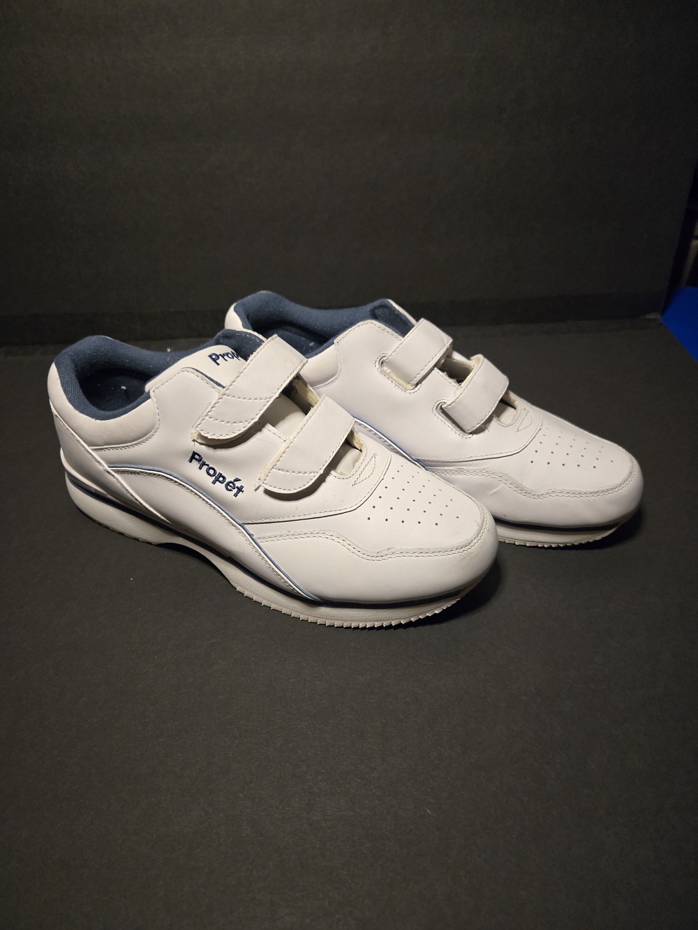 Propet White and Navy Women's Athletic Velcro Walking Shoes